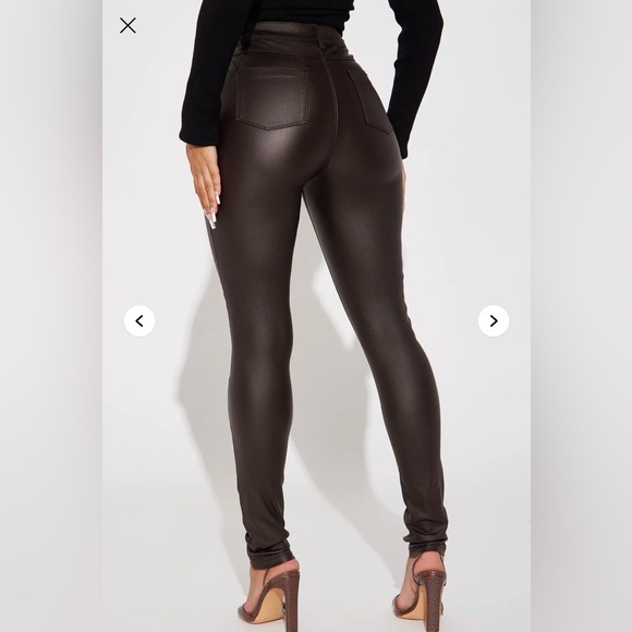 Sammie High Leather Rise Pants - Chocolate - Picture 4 of 6